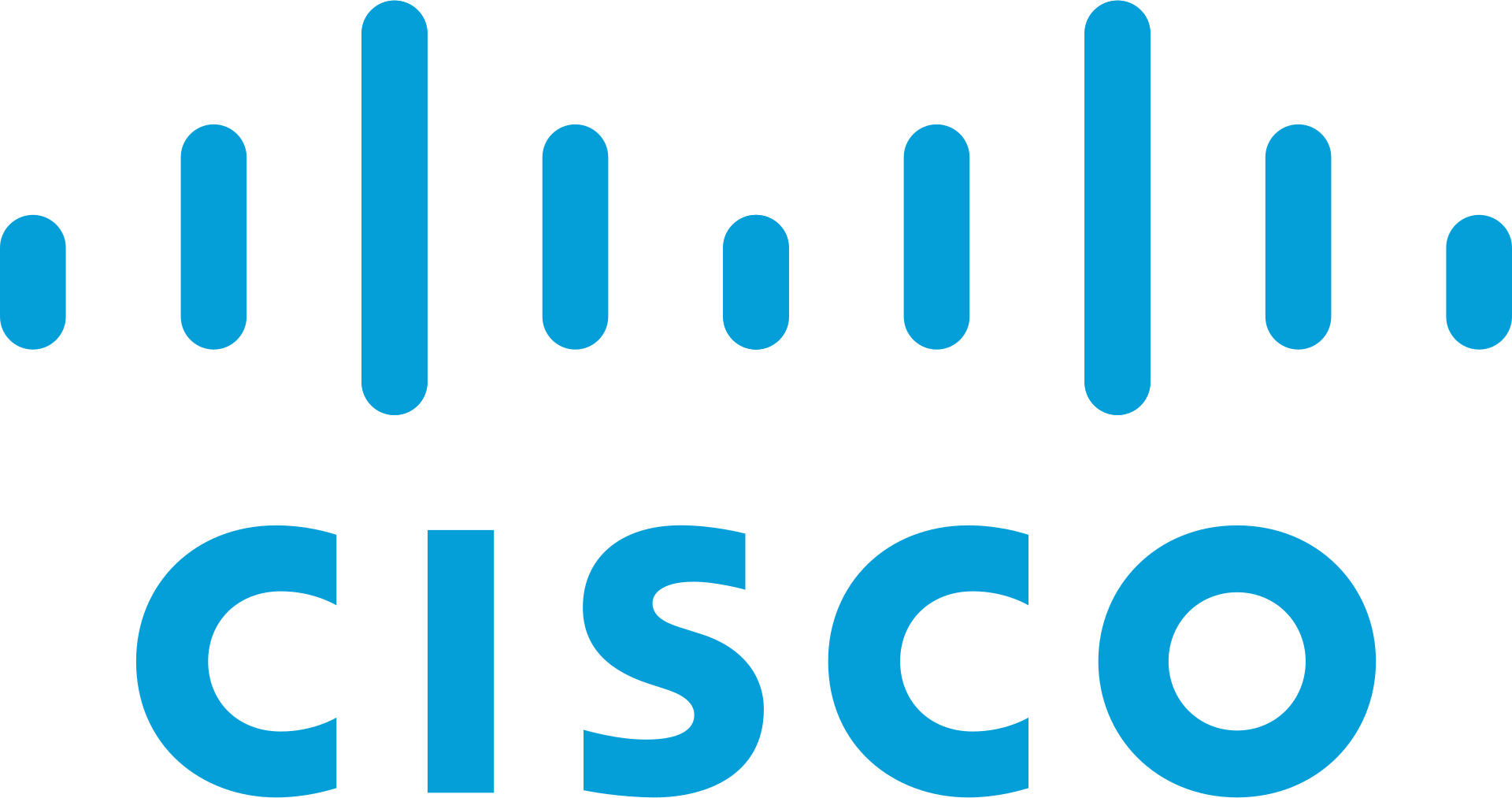 A green background with blue letters that say cisco.