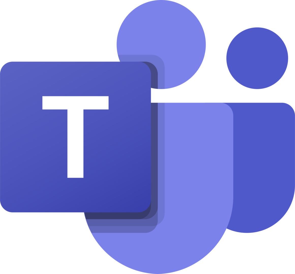 A purple and blue logo for microsoft teams.